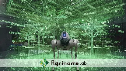 植栽診断用犬型ロボット08とカメラ付きAI診断気象計"Field Analyzer"（株式会社アグリノーム研究所）